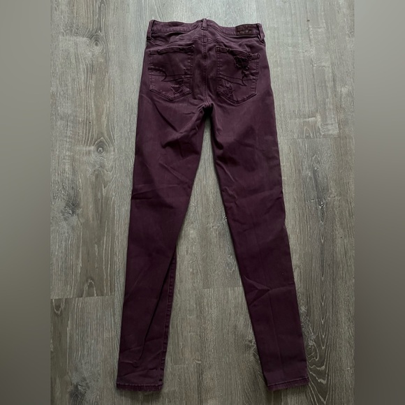 American Eagle Super Hi-Rise Jeggings Distressed Purple Women’s 6 X-Long Stretch - Picture 3 of 11